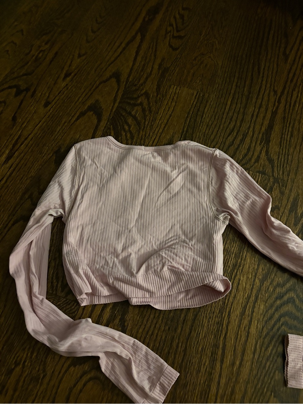 lulu lemon Light Pink Ribbed Long Sleeve Crop Top